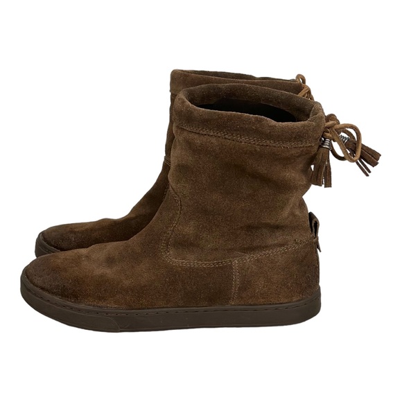 OluKai Shoes - Olukai Brown Suede Boots Kapa Moe Drawstring Tassels